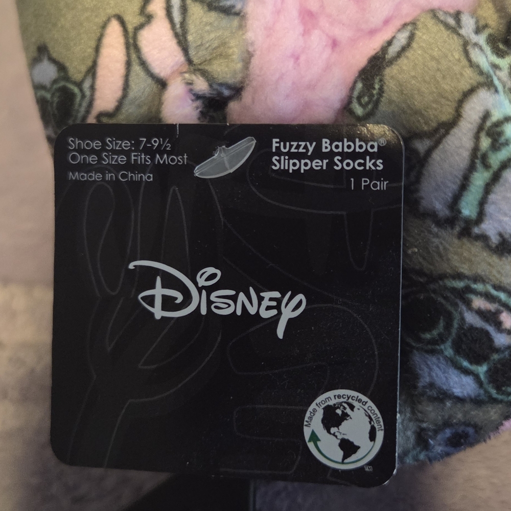 Disney Fuzzy Babba Slipper Socks - Pink and Black